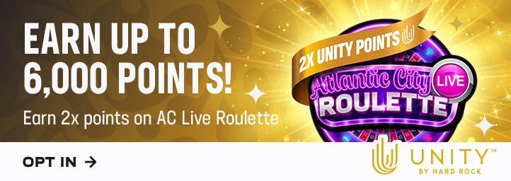 Earn up to 6,000 points! Earn 2x points on AC Live Roulette