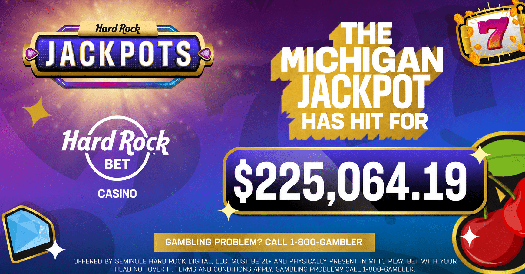 MI player wins 225k in Hard Rock Bet internal jackpot