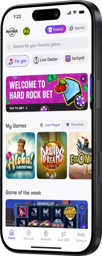 Casino app screen