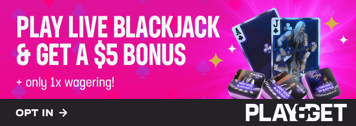 Play live blackjack and get a $5 bonus. only 1x wagering! Opt in