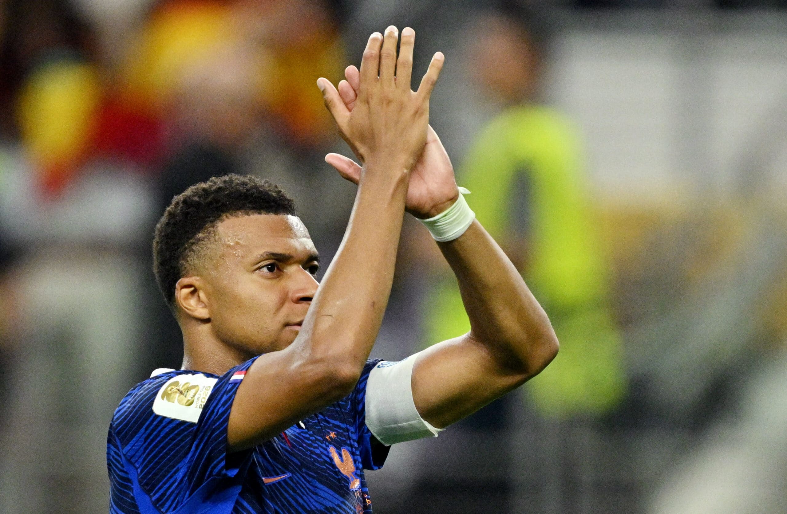 France's Kylian Mbappe looks dejected after the match as France are eliminated from the World Cup.
